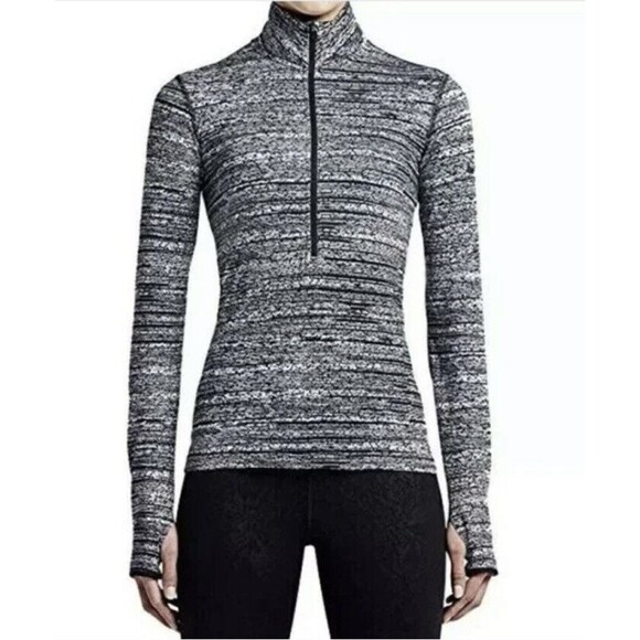 Nike Women’s Half Zip Pullover Gray Black Space Dye Running Top Size Medium - Picture 1 of 9